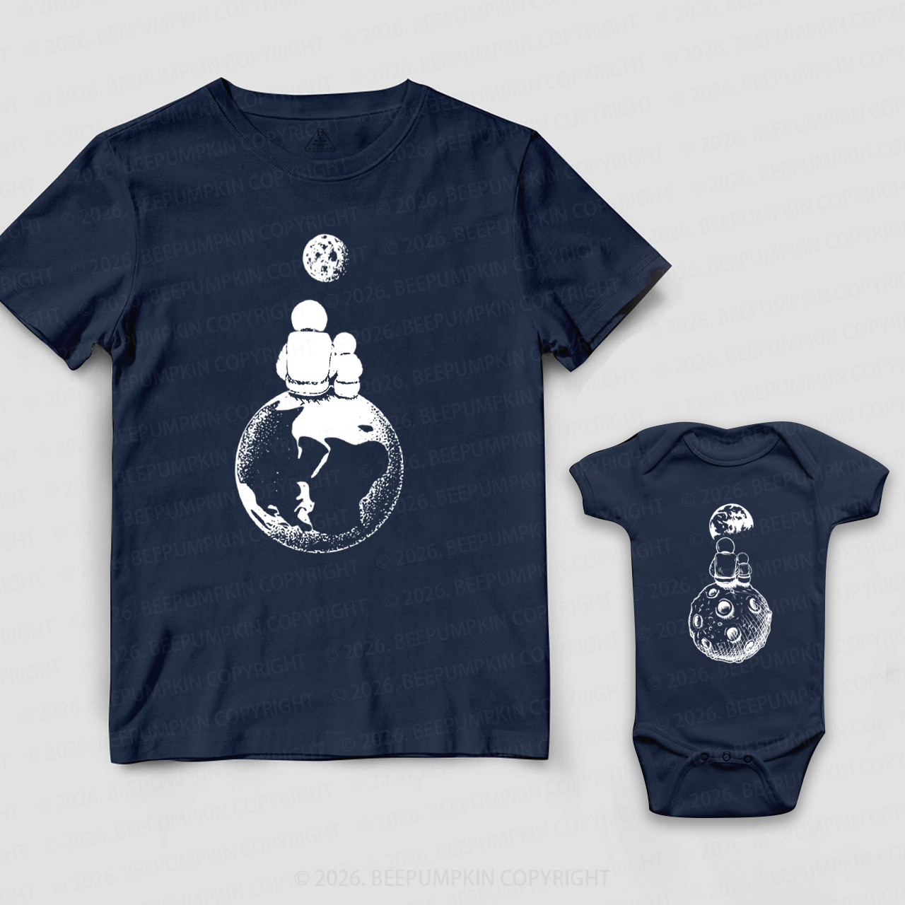 Moon and Astronaut Space Dad&Me Matching Shirts