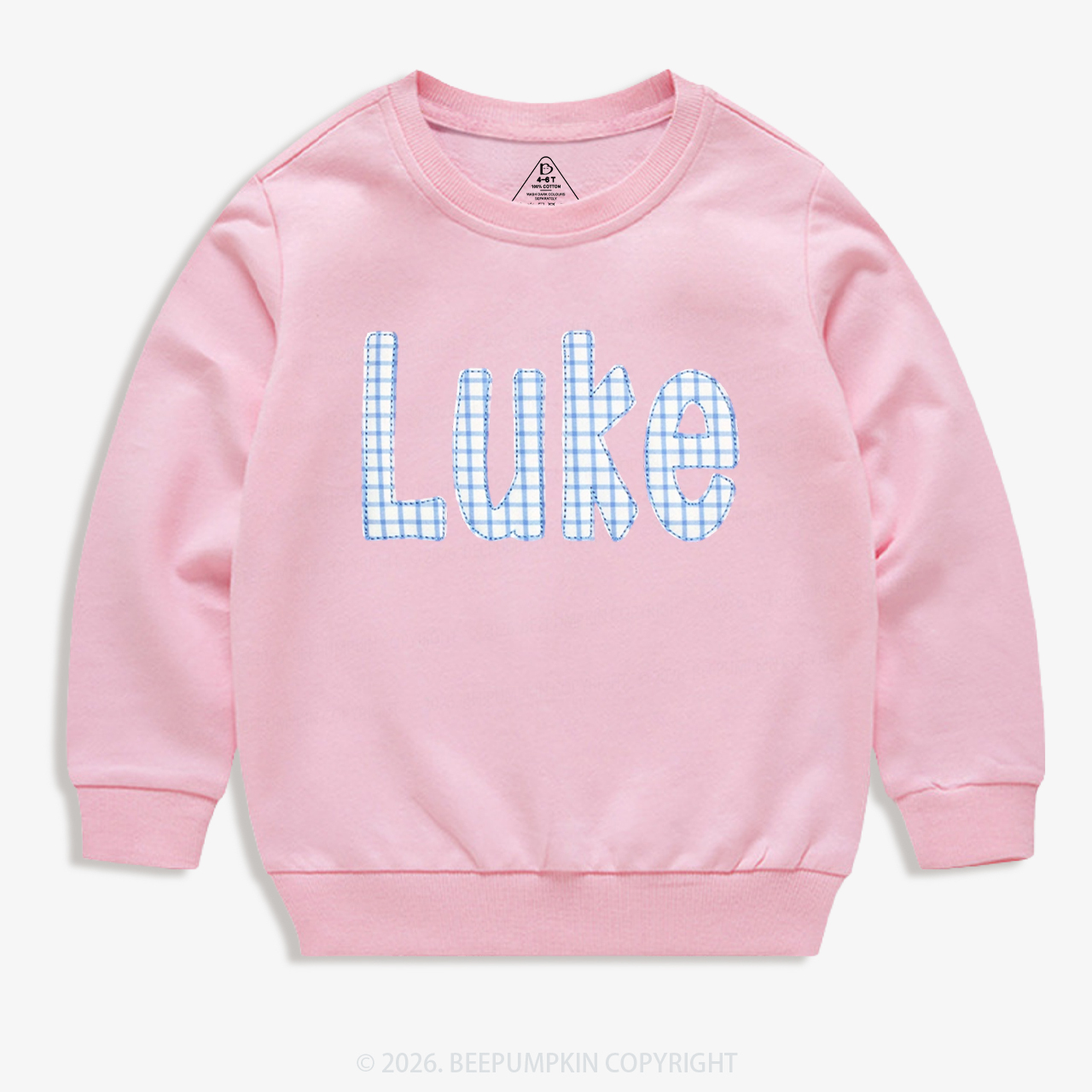 Personalized Plaid Applique Name Kid's Sweatshirt