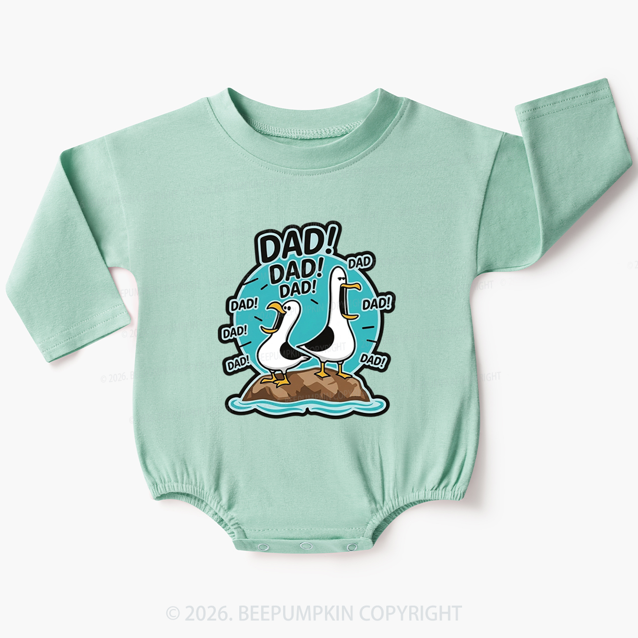 Funny Seagull DAD Baby Bubble Romper