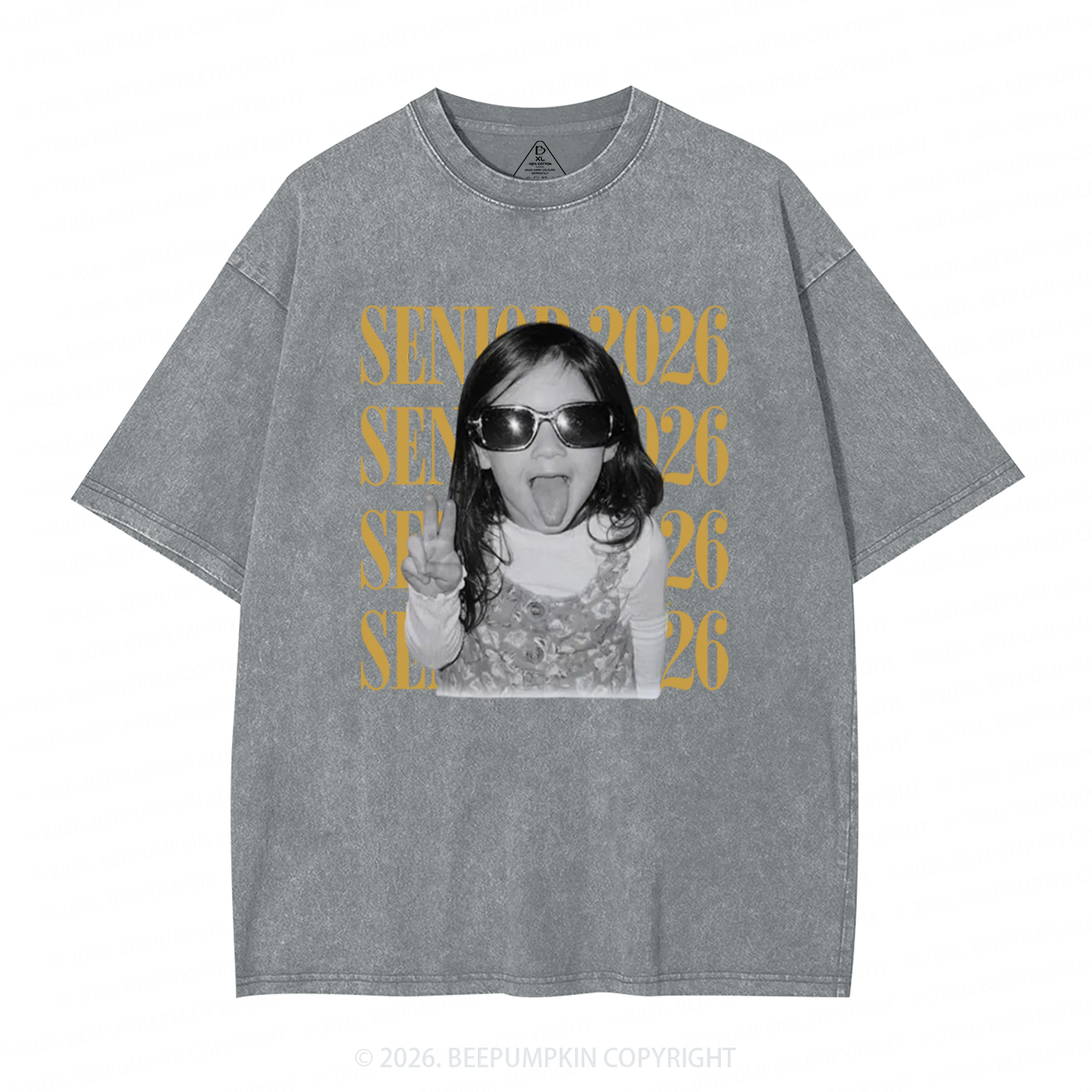 Personalized Vintage Photo And Year Senior Adult Washed T-Shirts