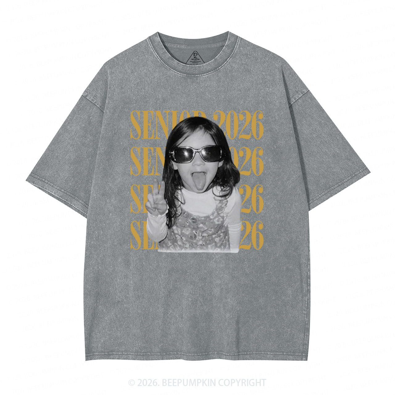Personalized Vintage Photo And Year Senior Adult Washed T-Shirts