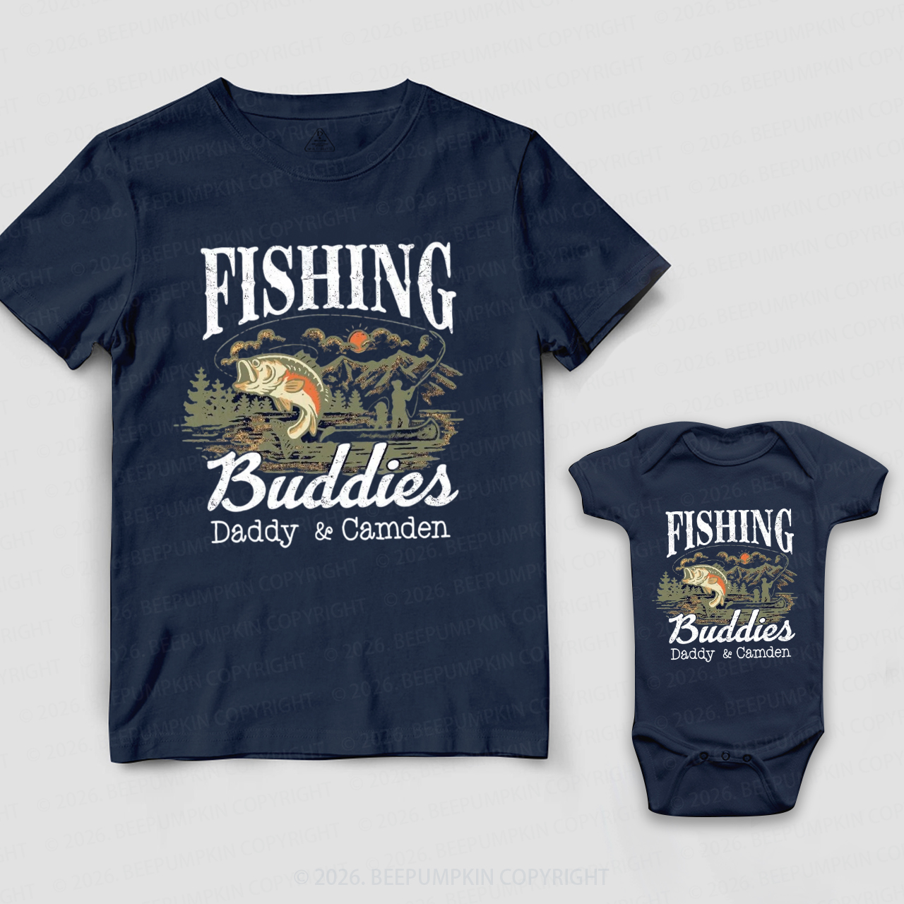 Personalized Fishing Buddies Father's Day Dad&Me Matching Shirts