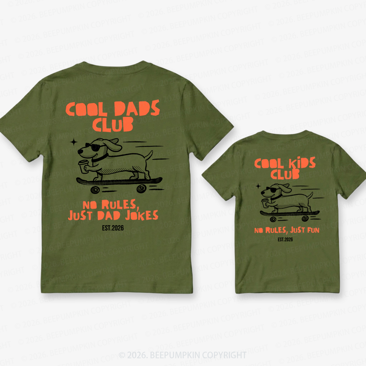 Cool Dads Club Dog Skateboard Dad&Me Matching Shirts