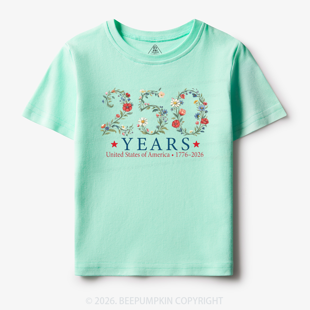 USA 250th Anniversary Floral Toddler&Kid's Tees