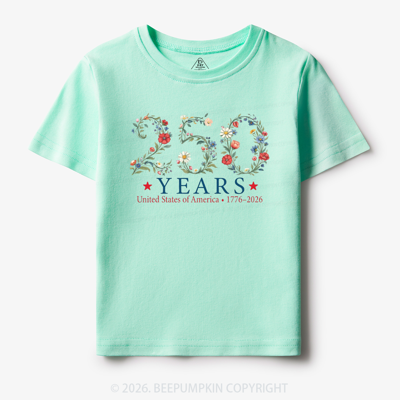 USA 250th Anniversary Floral Toddler&Kid's Tees