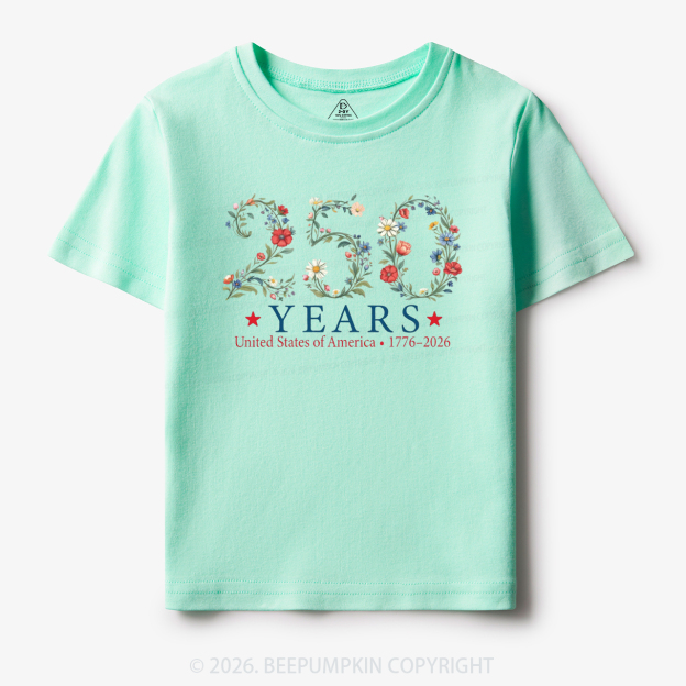 USA 250th Anniversary Floral Toddler&Kid's Tees