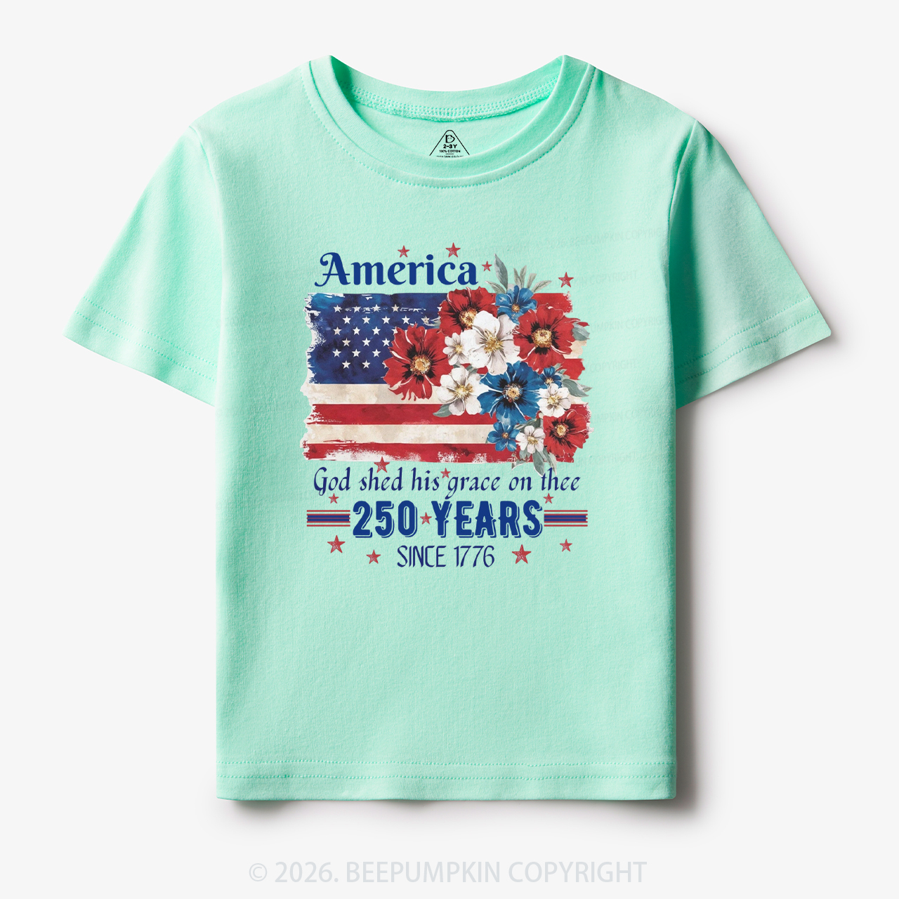America 250 Years Flag Floral Toddler&Kid's Tees