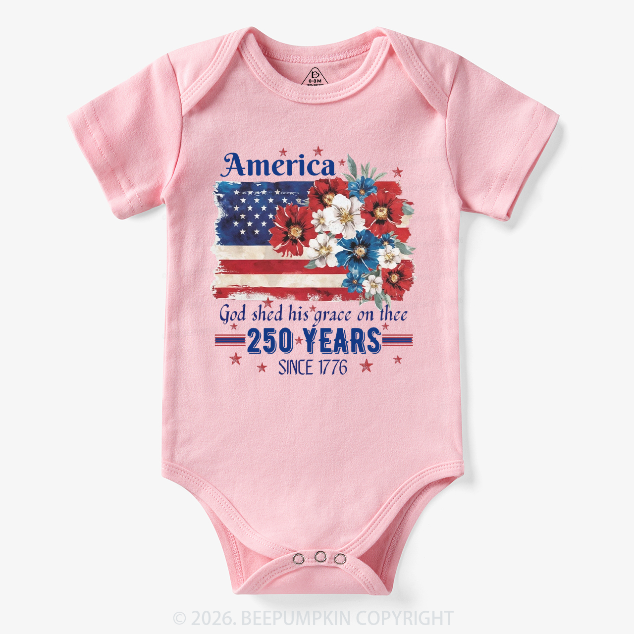 America 250 Years Flag Floral Bodysuit