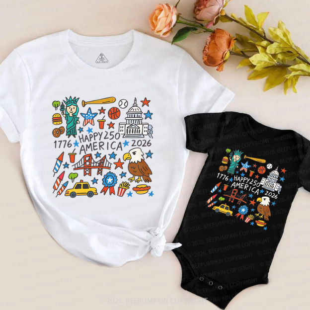 America 250th Anniversary Mom&Me Matching T-Shirts