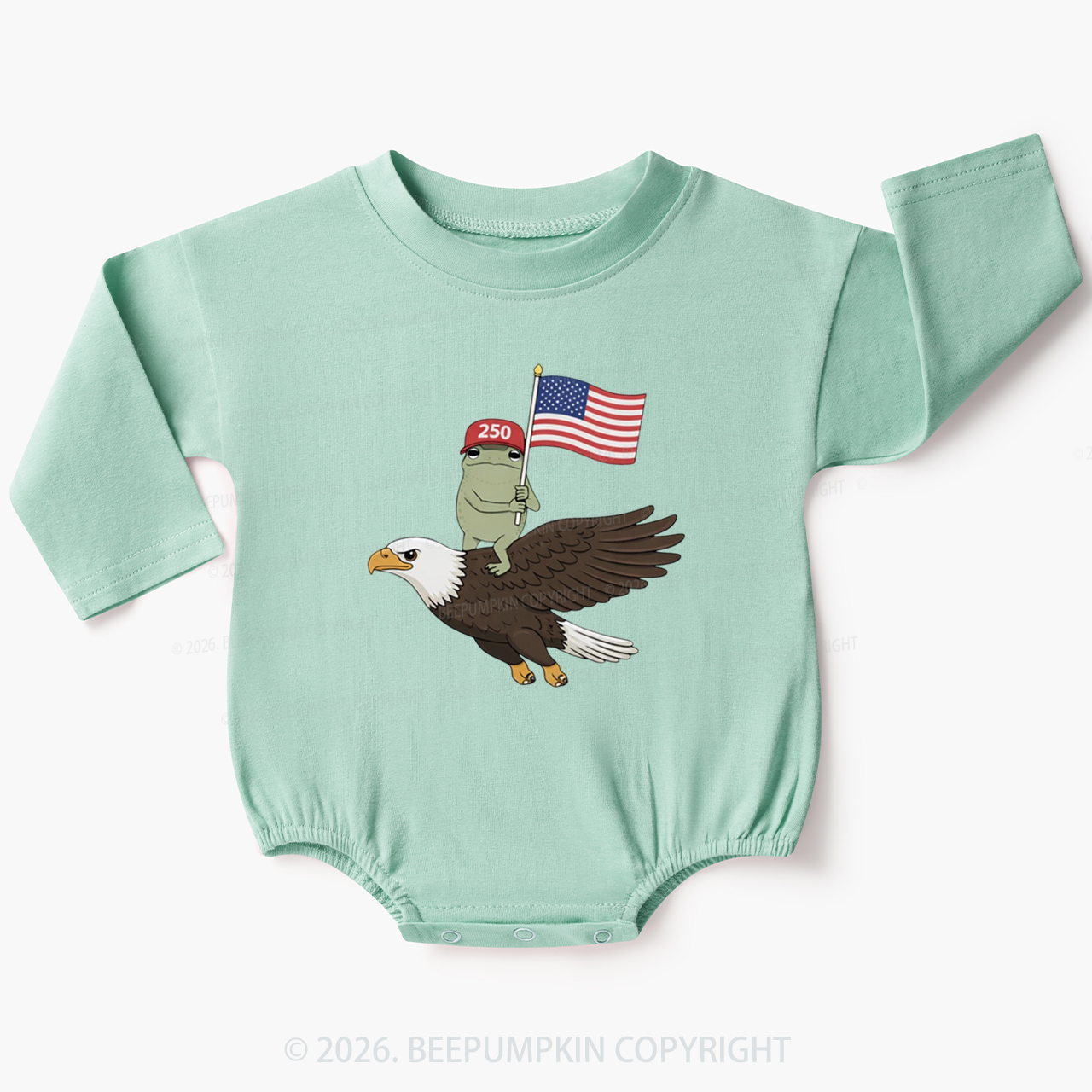 Americas 250th Birthday Funny Frog Baby Bubble Romper