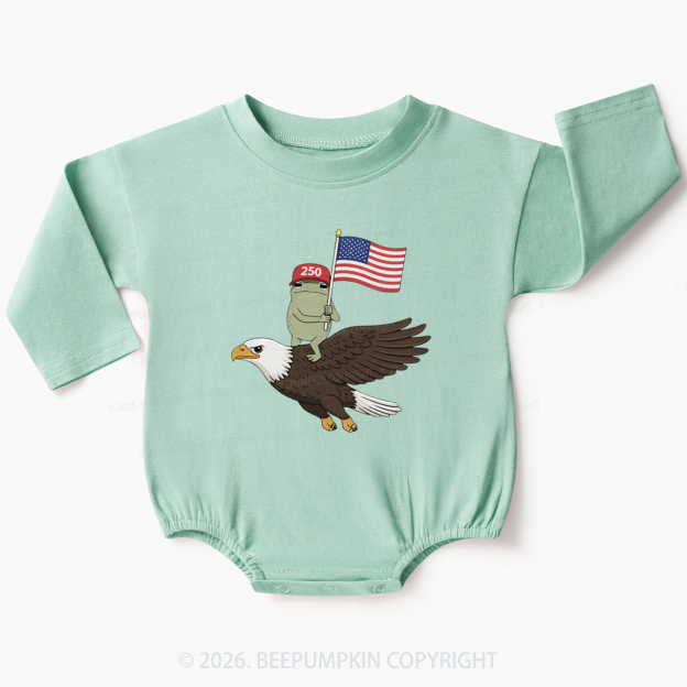 Americas 250th Birthday Funny Frog Baby Bubble Romper