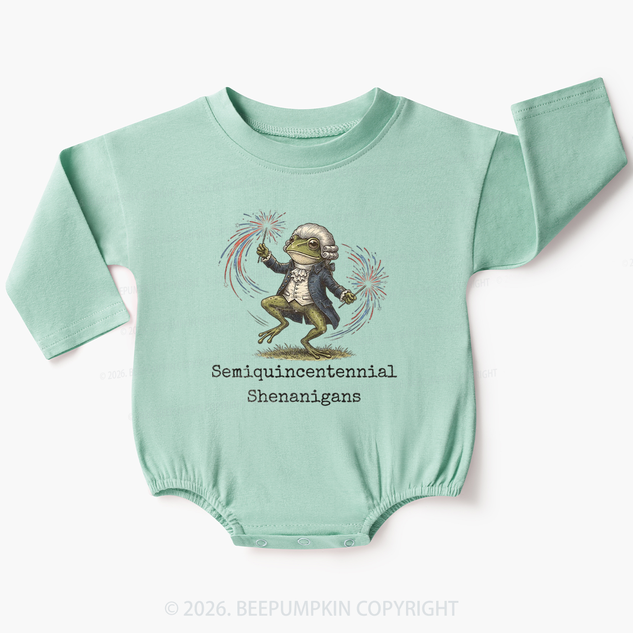 American 250th Anniversary Funny Frog Retro Baby Bubble Romper