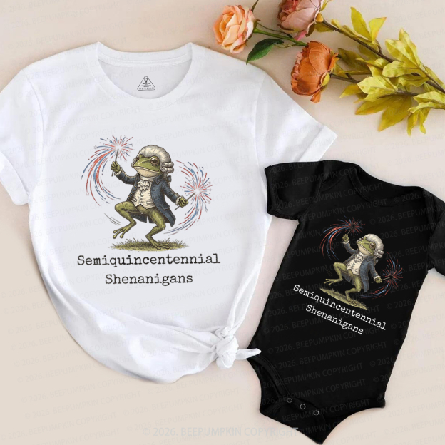 American 250th Anniversary Funny Frog Retro Mom&Me Matching T-Shirts