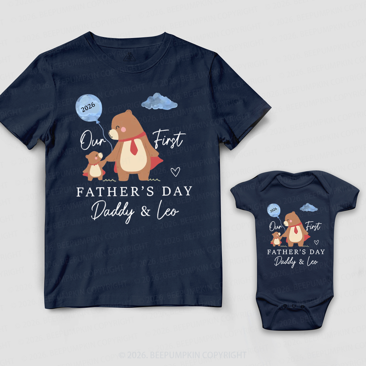 Personalized First Father's Day Bear Dad&Me Matching Shirts