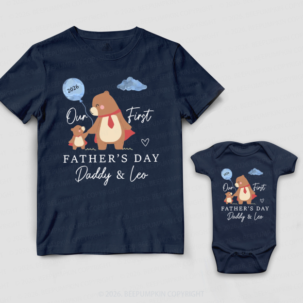 Personalized First Father's Day Bear Dad&Me Matching Shirts