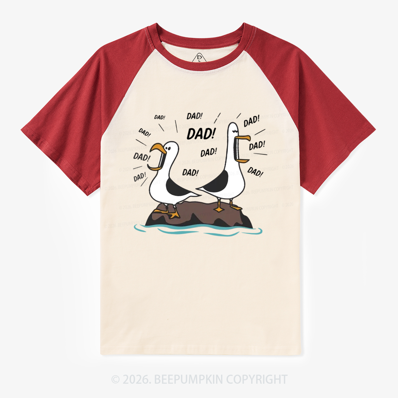 Funny Seagull Dad Retro Raglan T-shirt