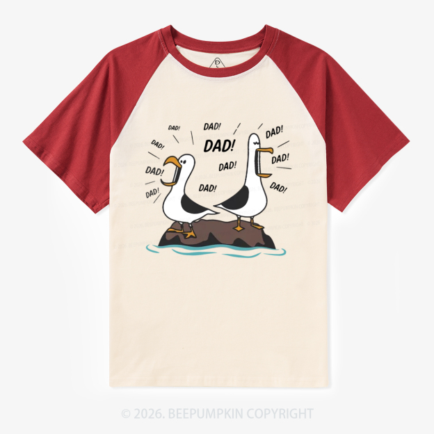 Funny Seagull Dad Retro Raglan T-shirt