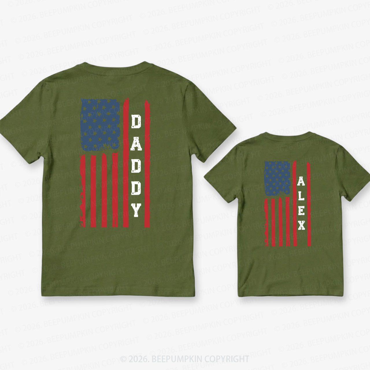 Personalized American Flag Dad&Me Matching Shirts