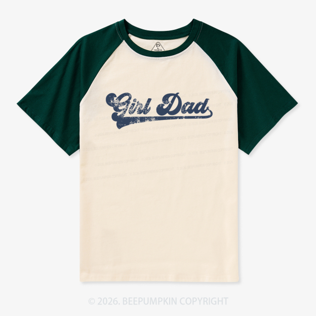 Girl Dad Father’s Day Retro Raglan T-shirt