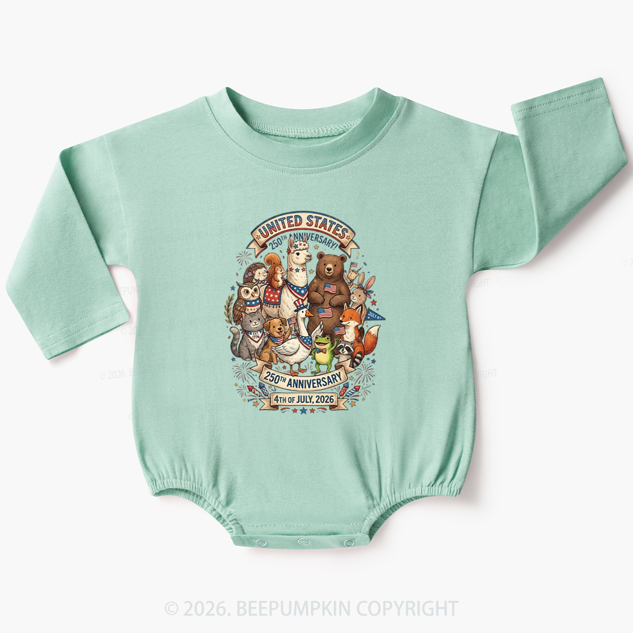 USA 250th Anniversary 4th of July Baby Bubble Romper