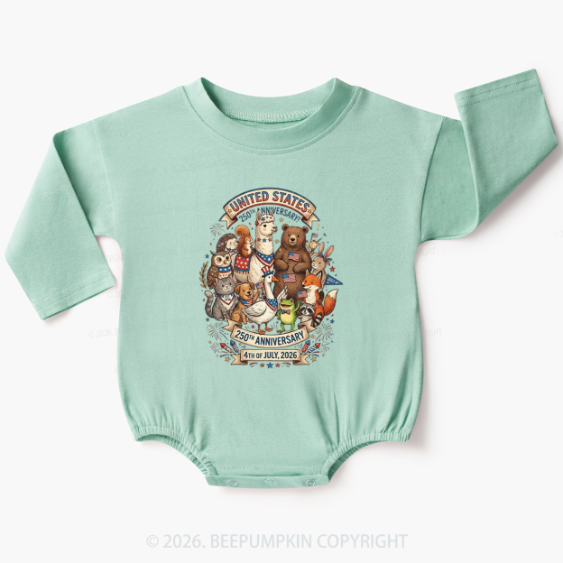 USA 250th Anniversary 4th of July Baby Bubble Romper