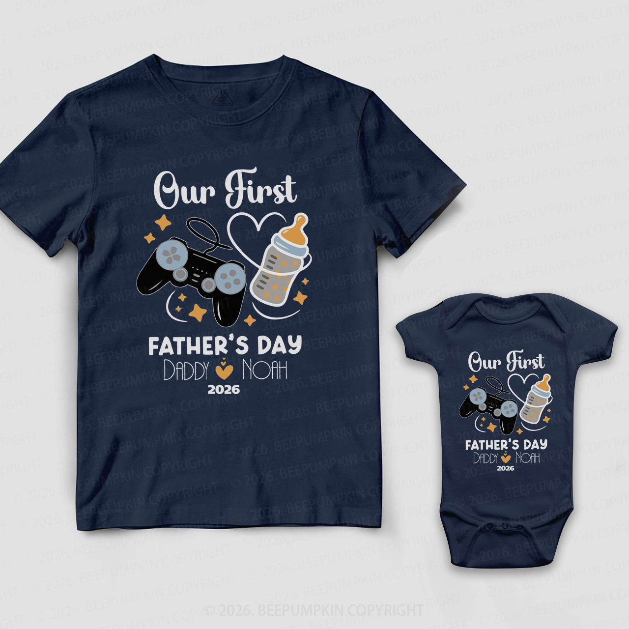 Personalized Gamer First Father's Day Dad&Me Matching Shirts