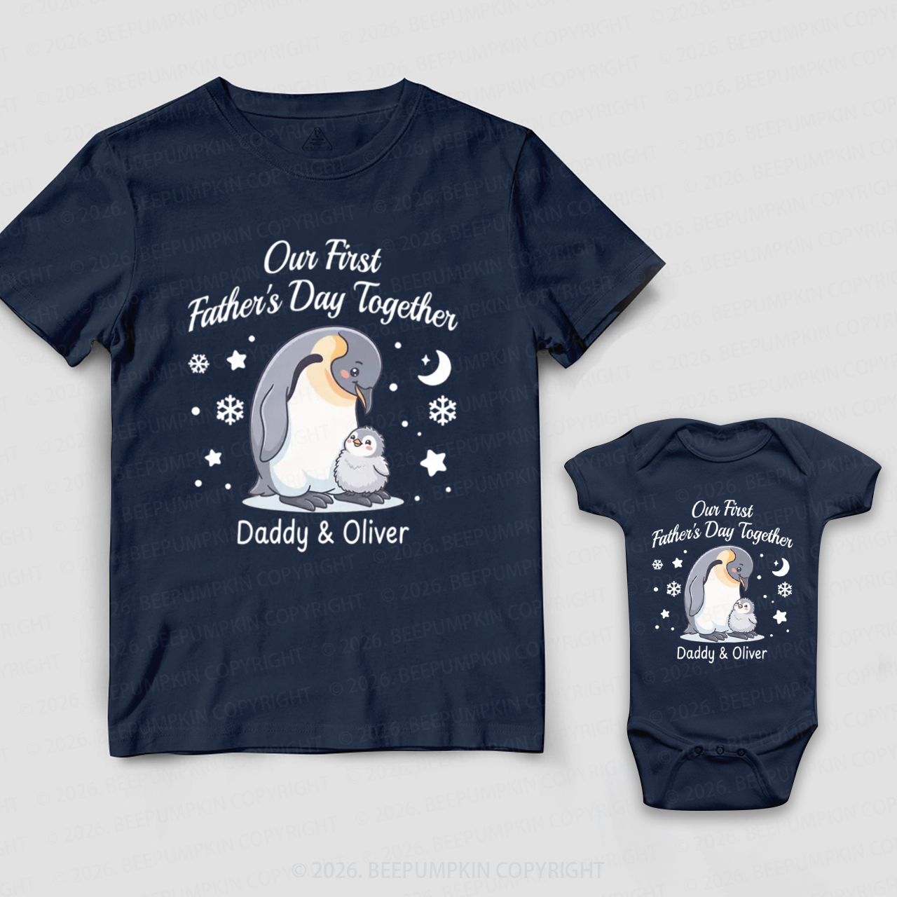Personalized Penguin Our First Father's Day Together Dad&Me Matching Shirts