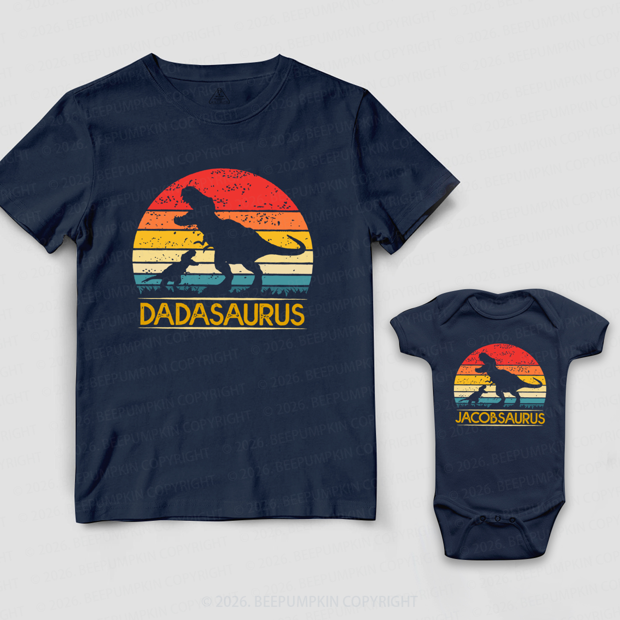 Personalized T-Rex Dinosaur Dad&Me Matching Shirts