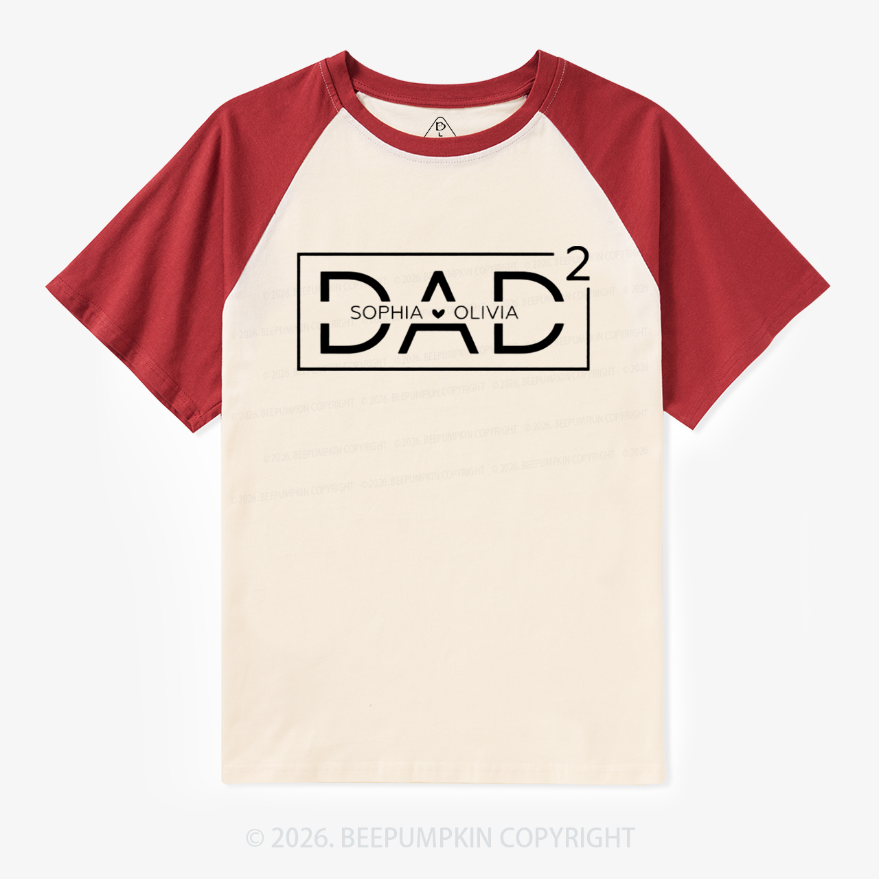 Personalized Dad Squared With Kids Names Raglan T-shirt