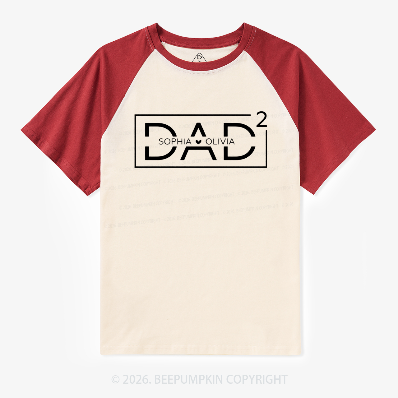 Personalized Dad Squared With Kids Names Raglan T-shirt