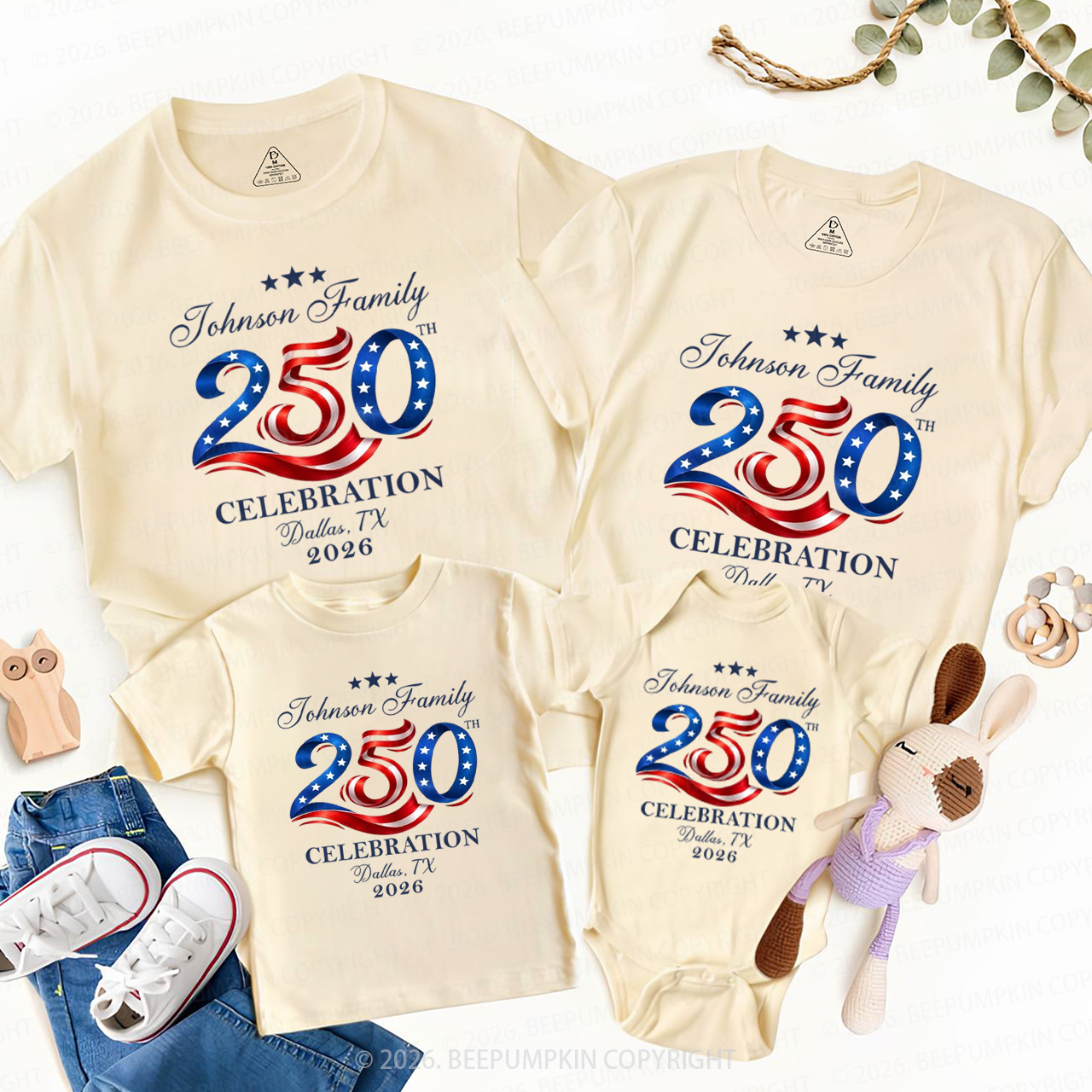Personalized America 250 4th July Family Matching Shirts