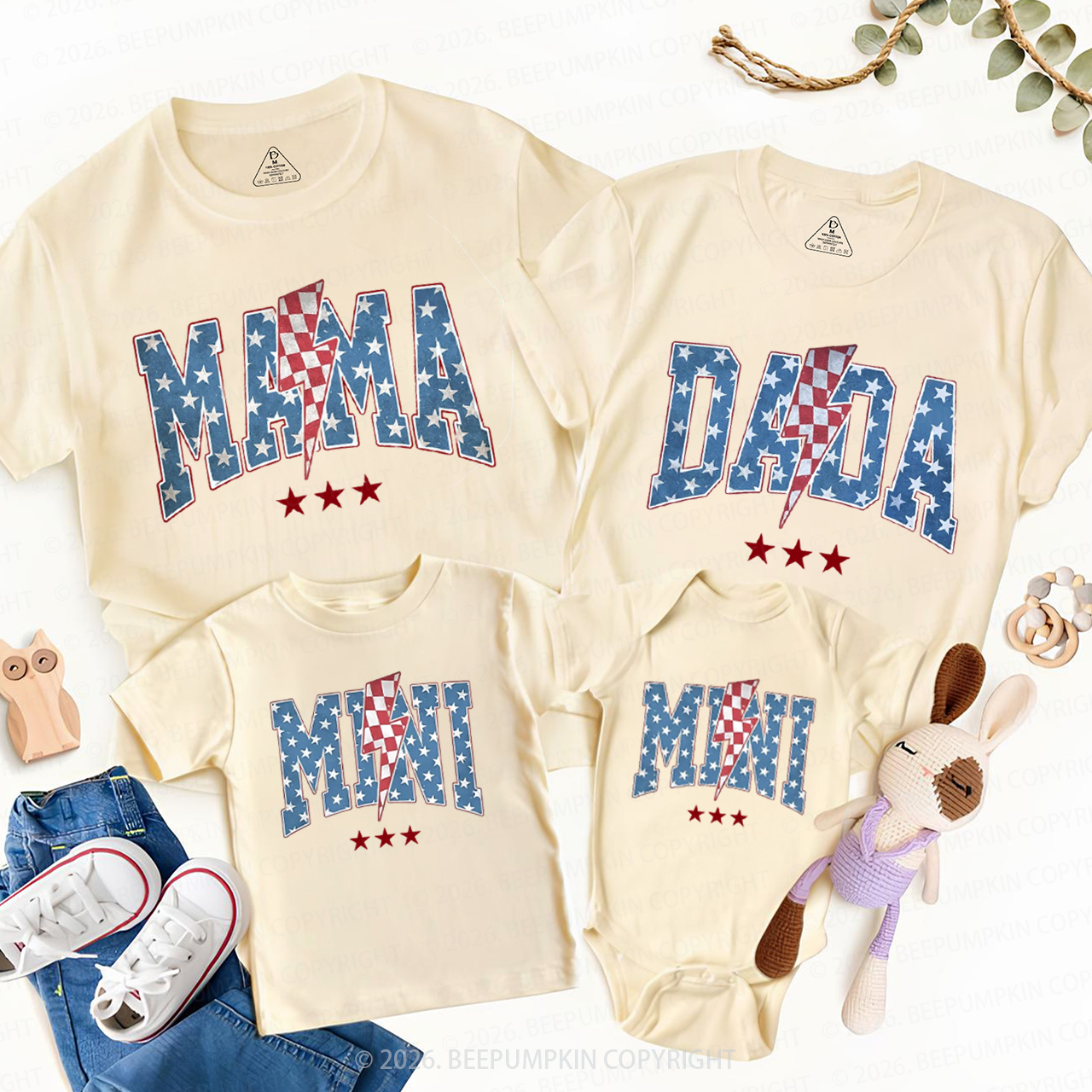 Mama Dada Mini 4th of July Family Matching Shirts