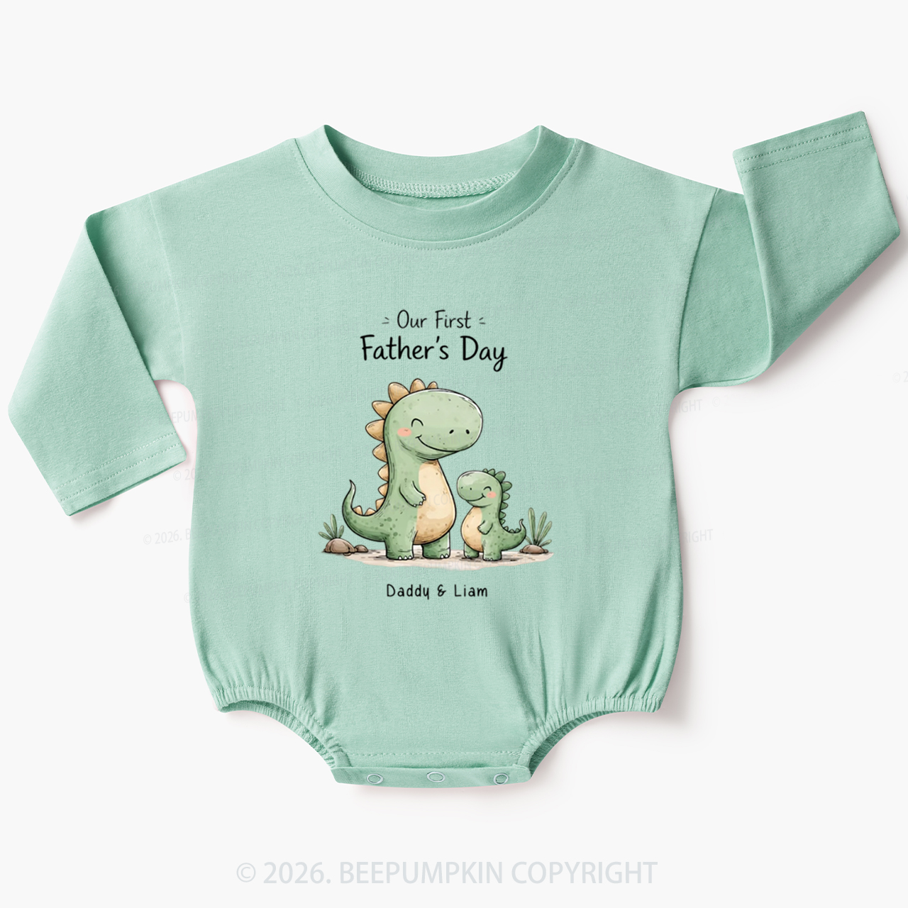 Personalized First Father's Day Dinosaur Baby Bubble Romper