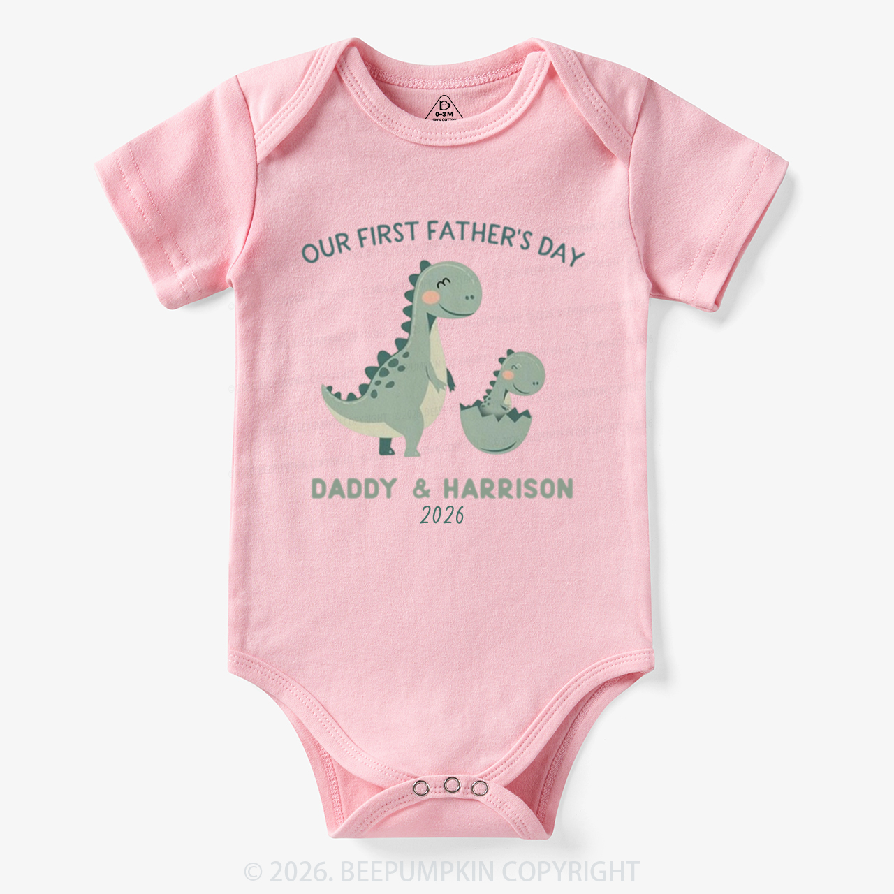Personalized Dinosaur First Father's Day 2026 Cute Bodysuit