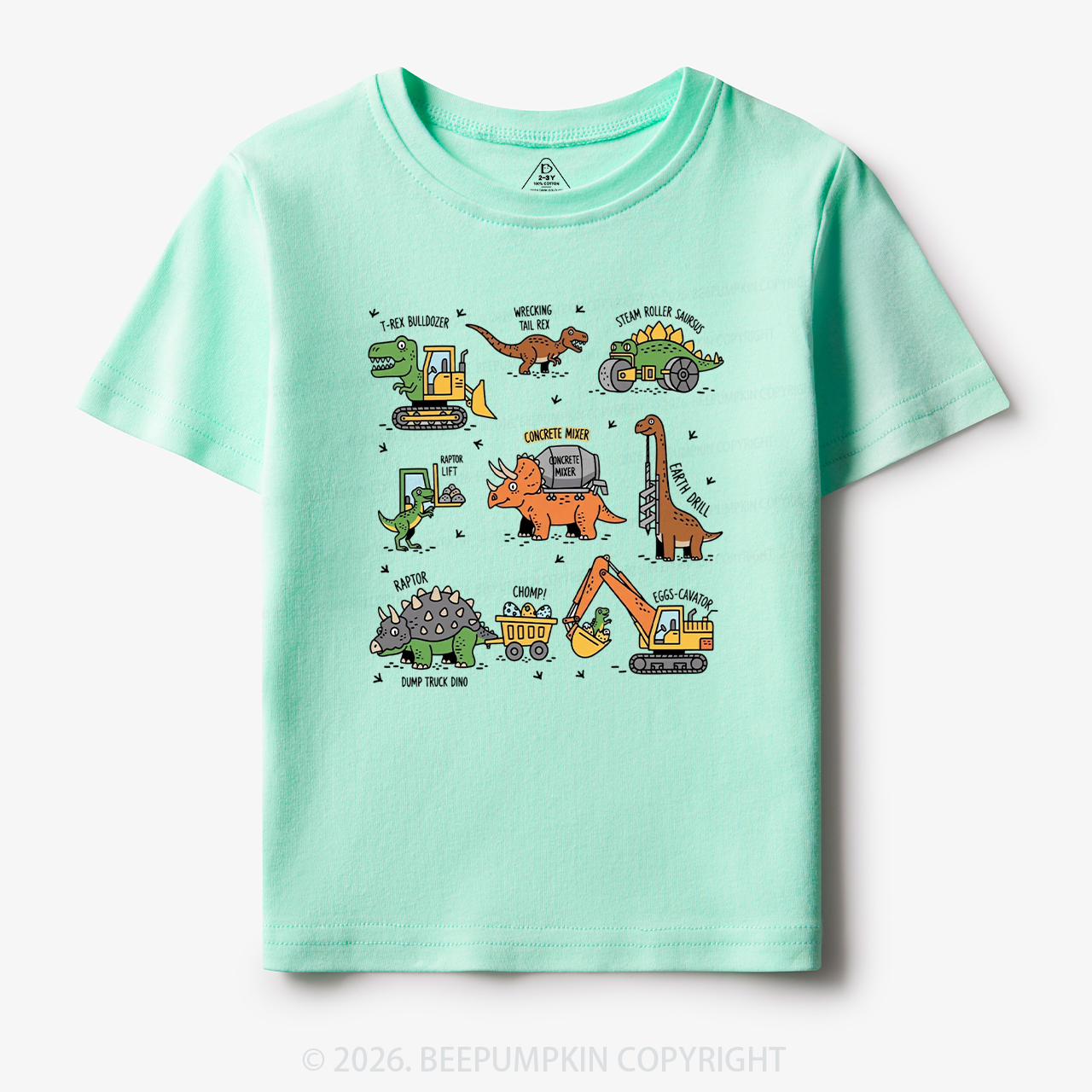 Dinosaur Construction Truck Toddler&Kid's Tees