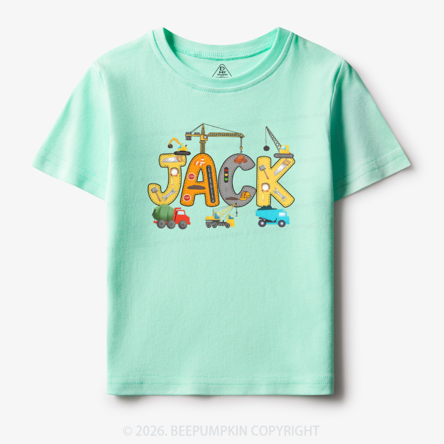 Personalized Name Construction Trucks Toddler&Kid's Tees