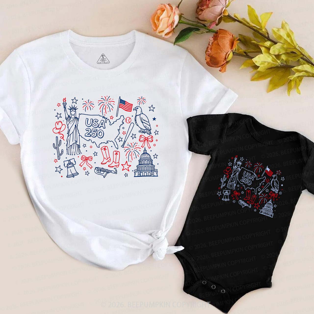 Retro Celebrate 250th Anniversary Mom&Me Matching T-Shirts