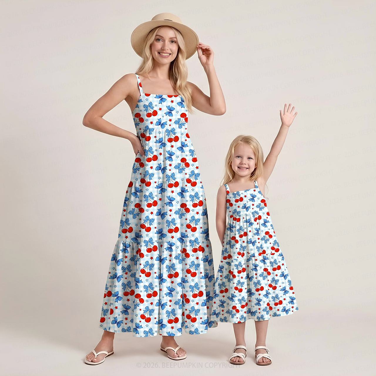 Stars, Cherries & Blooms Independence Day Mom&Me Voile Cami Dress