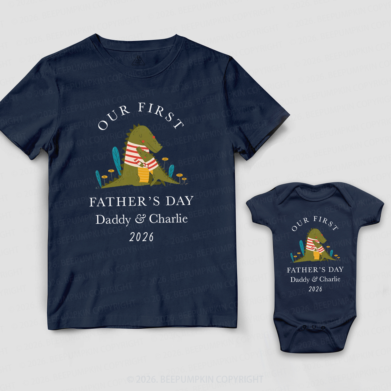 Personalized Cute Dinosaur Our First Father’s Day Dad&Me Matching Shirts
