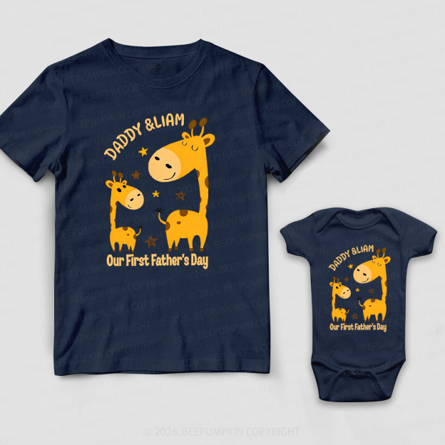 Personalized Giraffe Our First Father’s Day Dad&Me Matching Shirts
