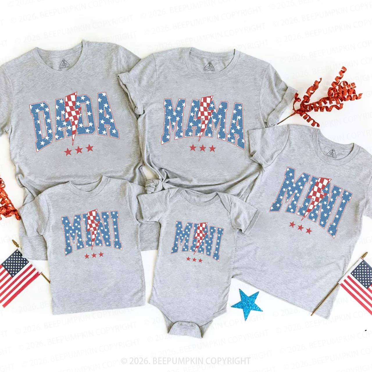 Mama Dada Mini 4th of July Family Matching Shirts