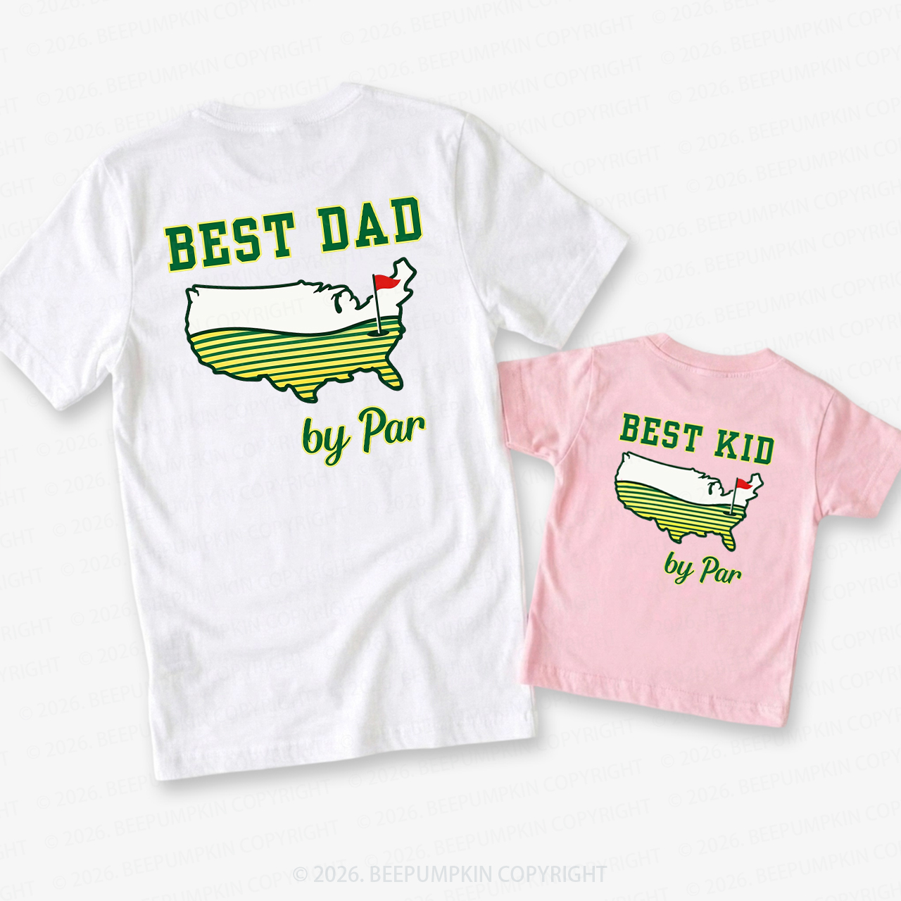 Best Dad by Par Golf Father’s Day Dad&Me Matching Shirts-Back Design