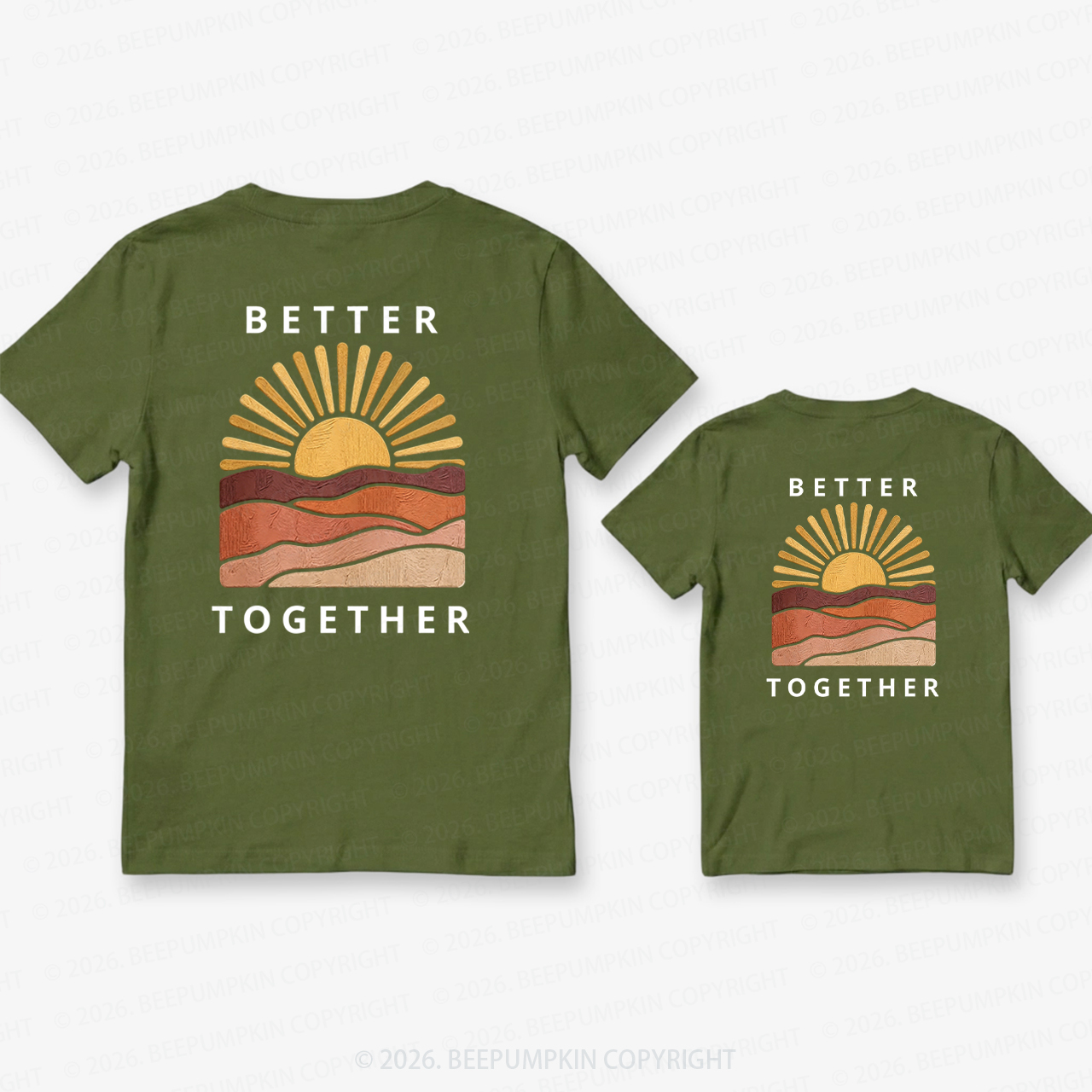 Better Together Sunset Dad&Me Matching Shirts-Back Design