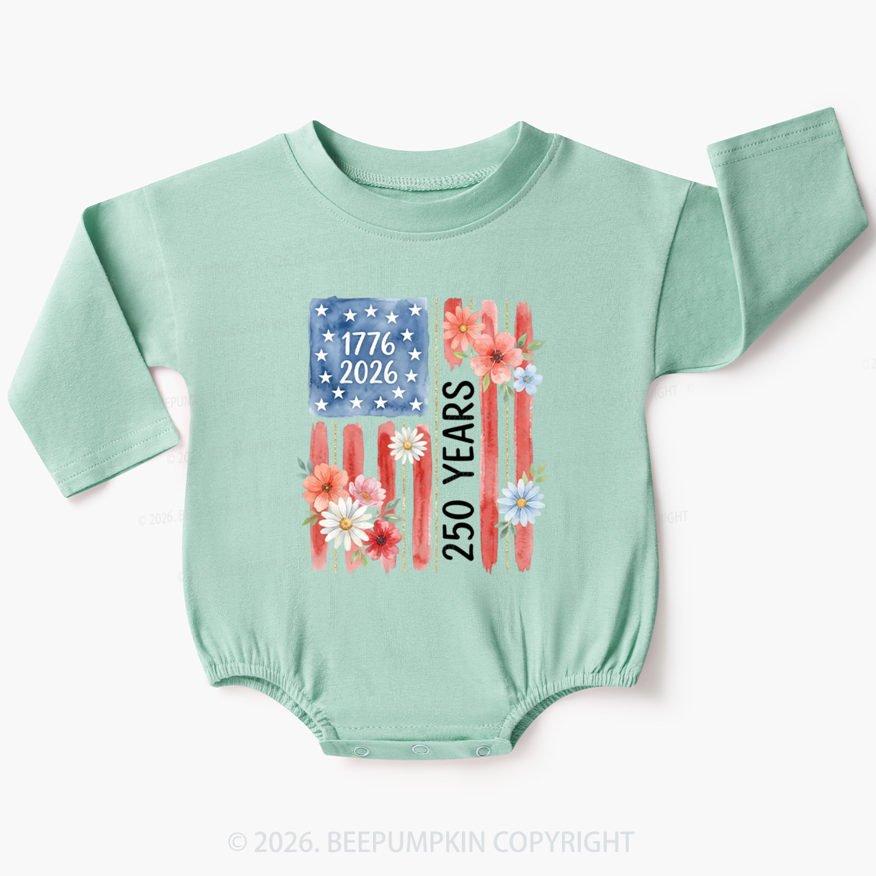 United States of America 250th Patriotic Flag Baby Bubble Romper