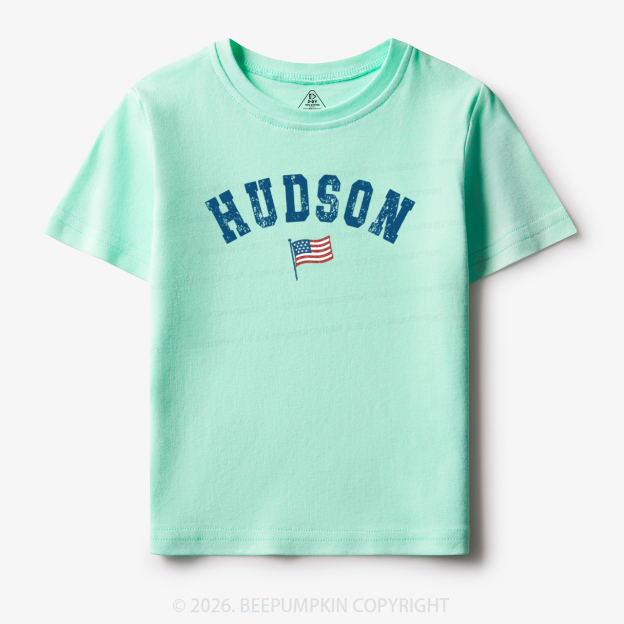 Personalized USA Flag with Name Toddler&Kid's Tees