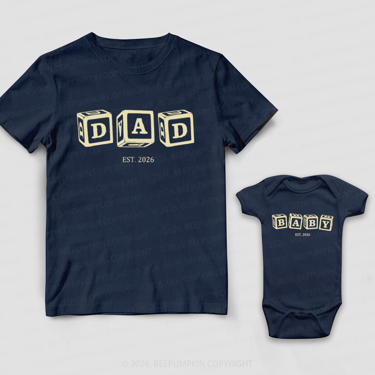 DAD and BABY Alphabet Blocks Dad&Me Matching Shirts