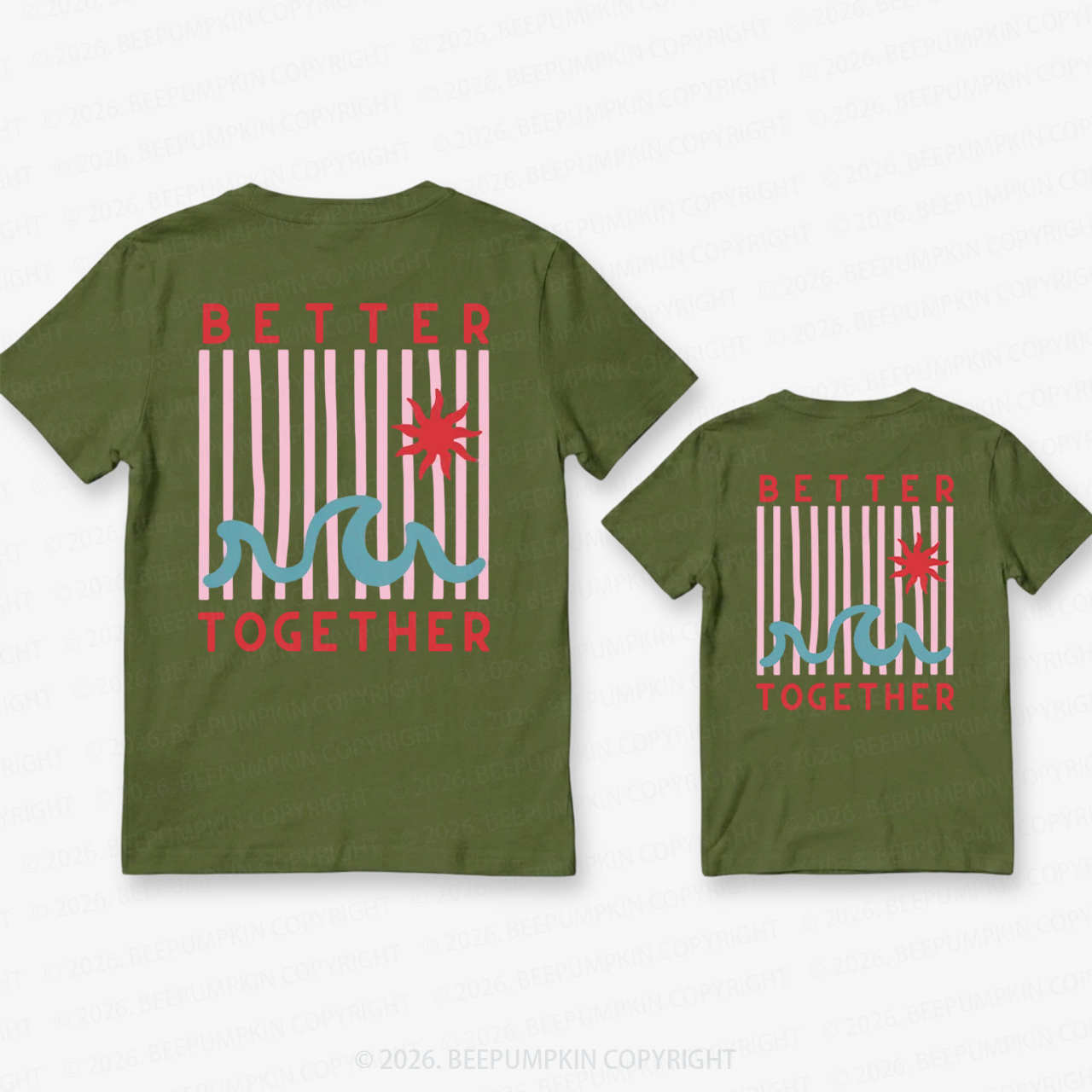 Better Together with Retro Wave Dad&Me Matching Shirts-Back Design