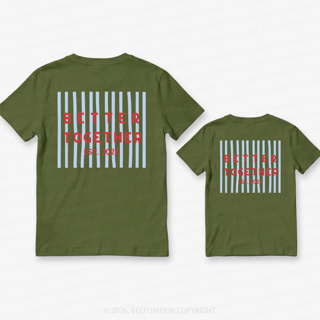 Better Together Retro Striped Dad&Me Matching Shirts-Back Design