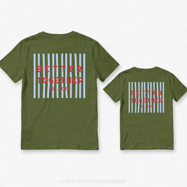 Better Together Retro Striped Dad&Me Matching Shirts-Back Design
