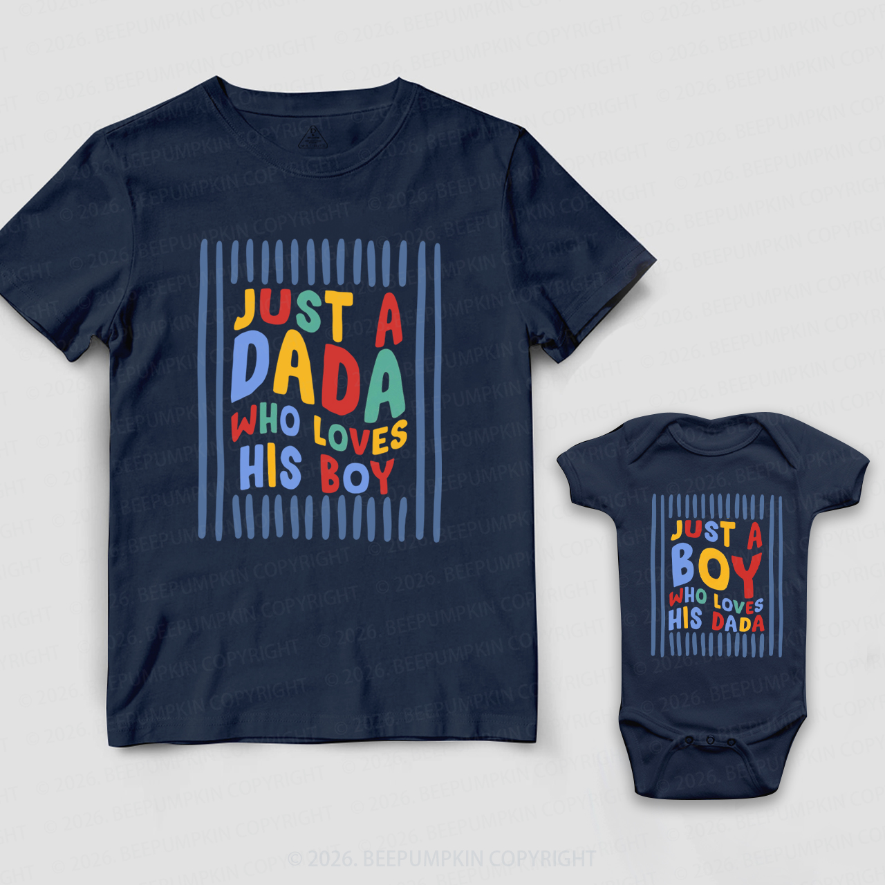 Personalized Just a Dada Who Loves His Boy His Girl Dad&Me Matching Shirts
